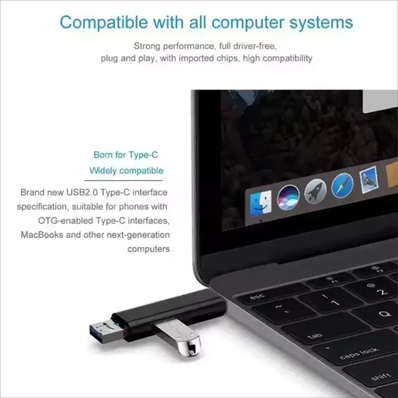 Adaptor & Lexues Kartash 3-në-1 Type-C për Transfer të Shpejtë të të Dhënave