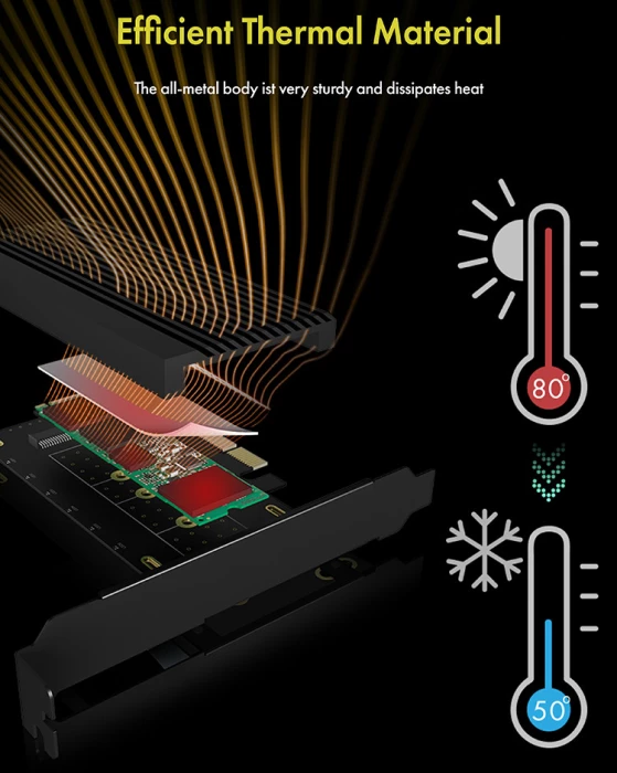 Adapter PCIe për SSD M.2 NVMe ICYBOX IB-PCI208-HS, PCIe 4.0 x4, 1x M.2 (2230-2280), me heatsink, Black, me bracket Full/Low Profile
