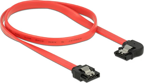 Kabllo SATA DeLOCK 83964, 50 cm, SATA 7-pin M/M, 6 Gb/s, kuqe/zezë