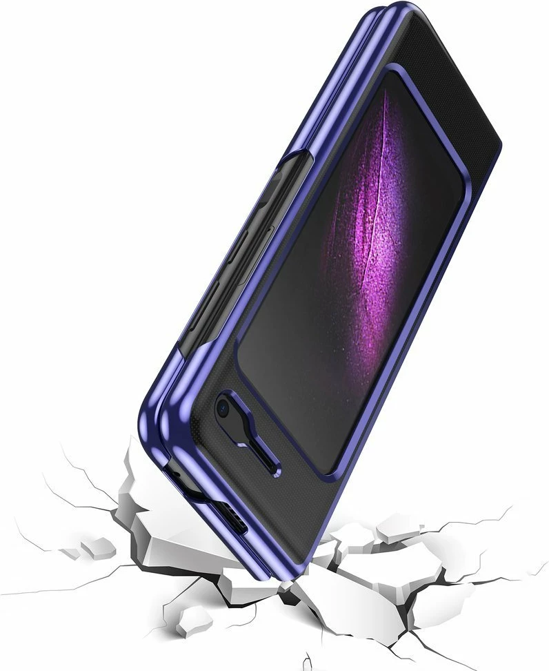 Mbështjellës Hurtel për Samsung Galaxy Fold, hard case, ultraihollë, kornizë elektroplating, Blu