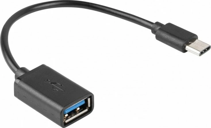 Adapter USB-A në USB-C Lanberg AD-OTG-UC-01, USB 2.0, OTG, 15 cm, i zi