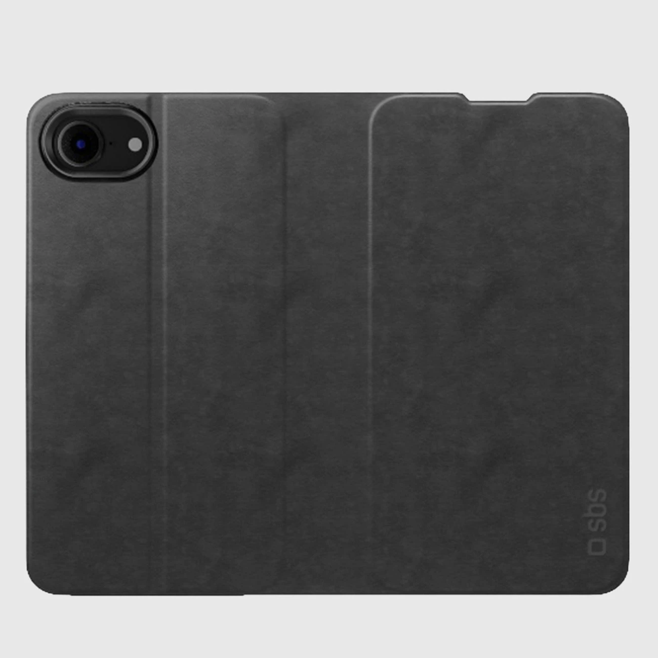Mbështjellës me kapak SBS Wallet Smooth për iPhone 16e/17e, me xhep karte, me stand, i zi, në kuti