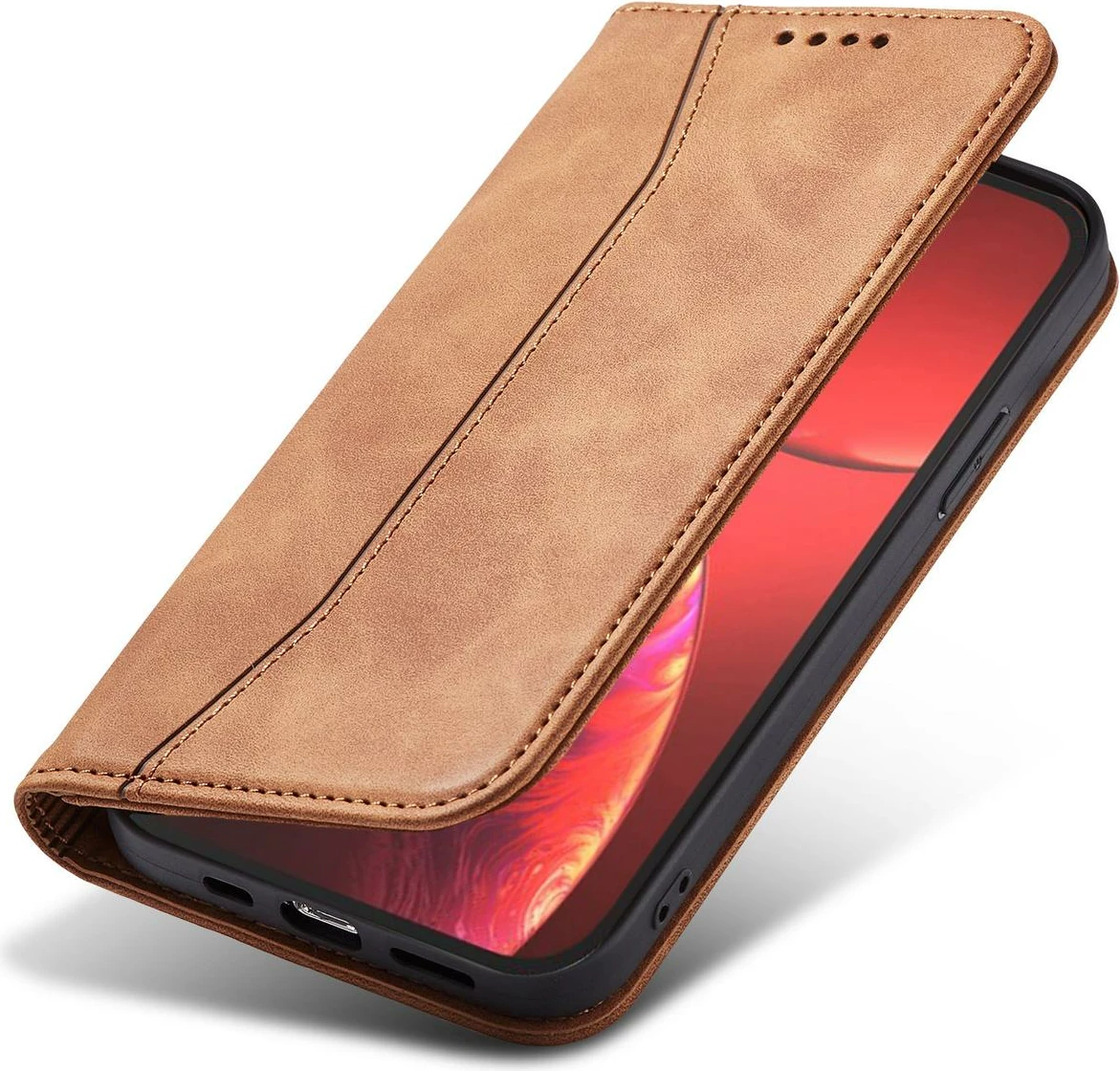 Mbështjellës Hurtel Magnet Fancy Case për iPhone 13 Pro Max, me portofol, kafe