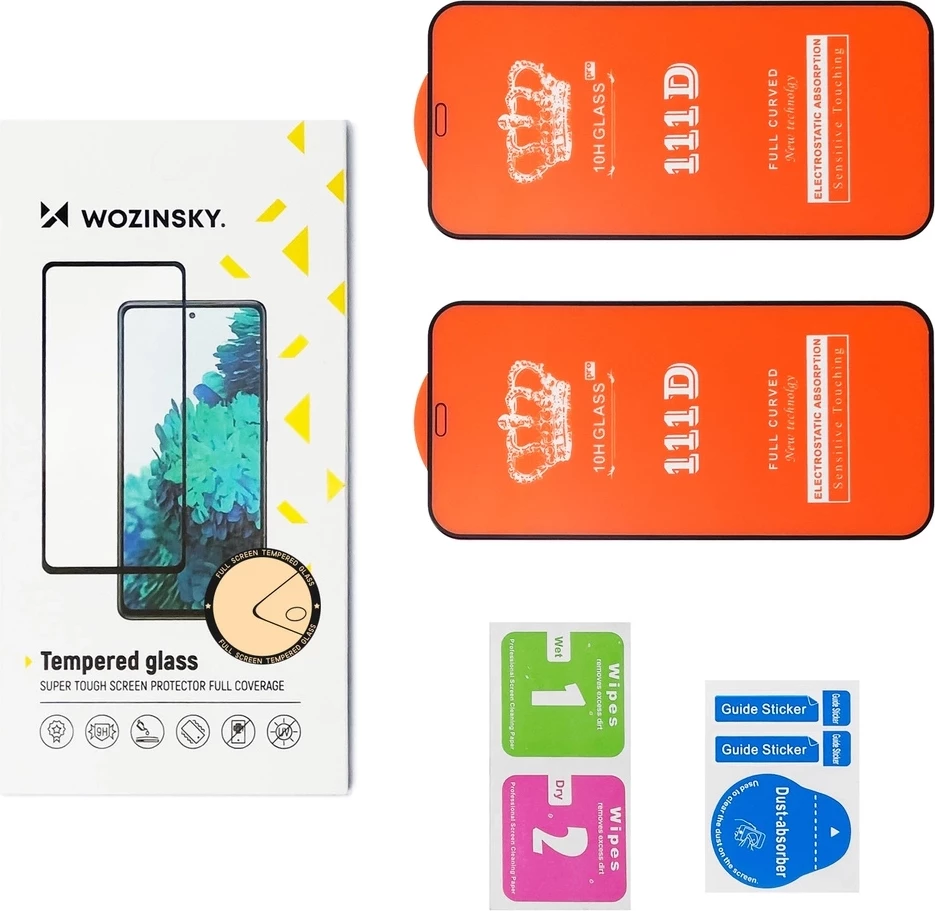 Xham i temperuar Wozinsky Full Glue për Xiaomi POCO M7, 2 copë, kornizë e zezë