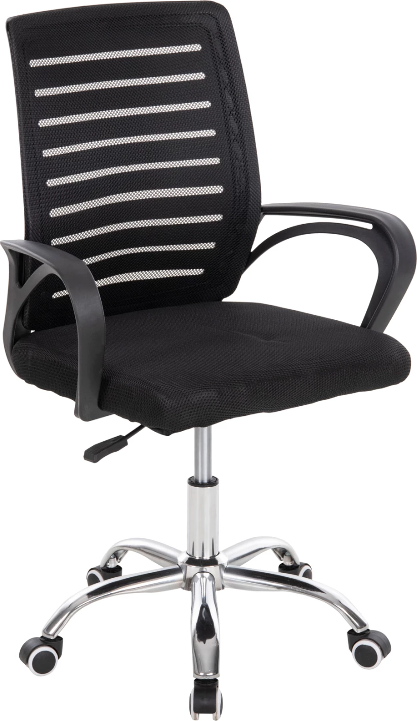 Karrige zyre TRAIL FH1192, rrjetë e zezë, këmbë metalike kromi, 64x55x98,5 cm.