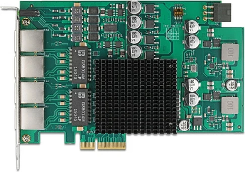 Kartë rrjeti DeLOCK PCIe x4 Intel I350, 4x RJ45 Gigabit me PoE+, jeshile/metal