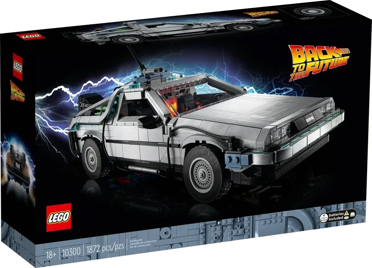 Set LEGO ICONS 10300 makinë kohe Back to the Future, 1872 pjesë, për të rritur, Gri