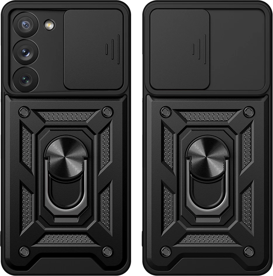 Mbështjellës Hurtel Hybrid Armor Camshield për Samsung Galaxy S23+, me kapak kamere, Kaltër