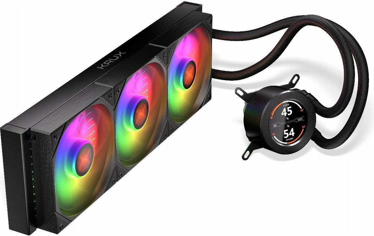 Ftohës me ujë Krux HydroGlance 360 ARGB LCD KRXE004, radiator 360mm, 3x120mm PWM