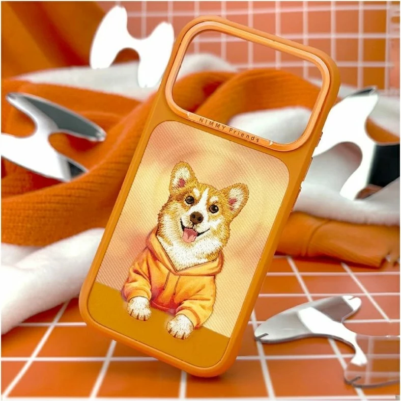 Kapak MagSafe Nimmy Gentle Pets Series Dog për iPhone 17 Pro, portokalli