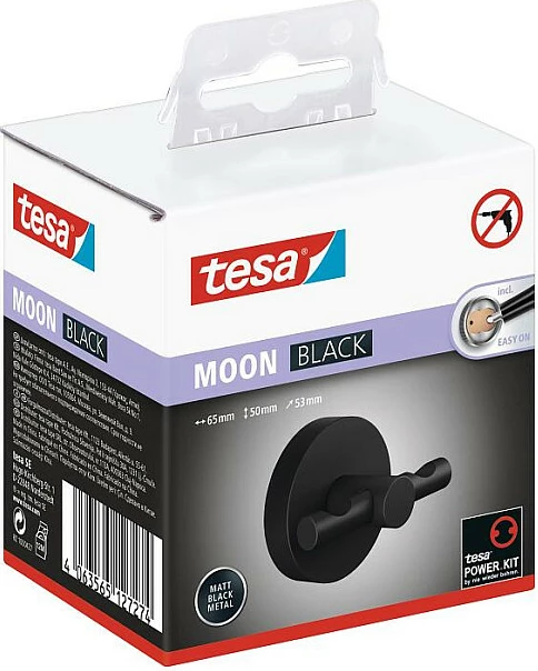 Hekë për peshqir tesa MOON, 65 mm, metal, i zi