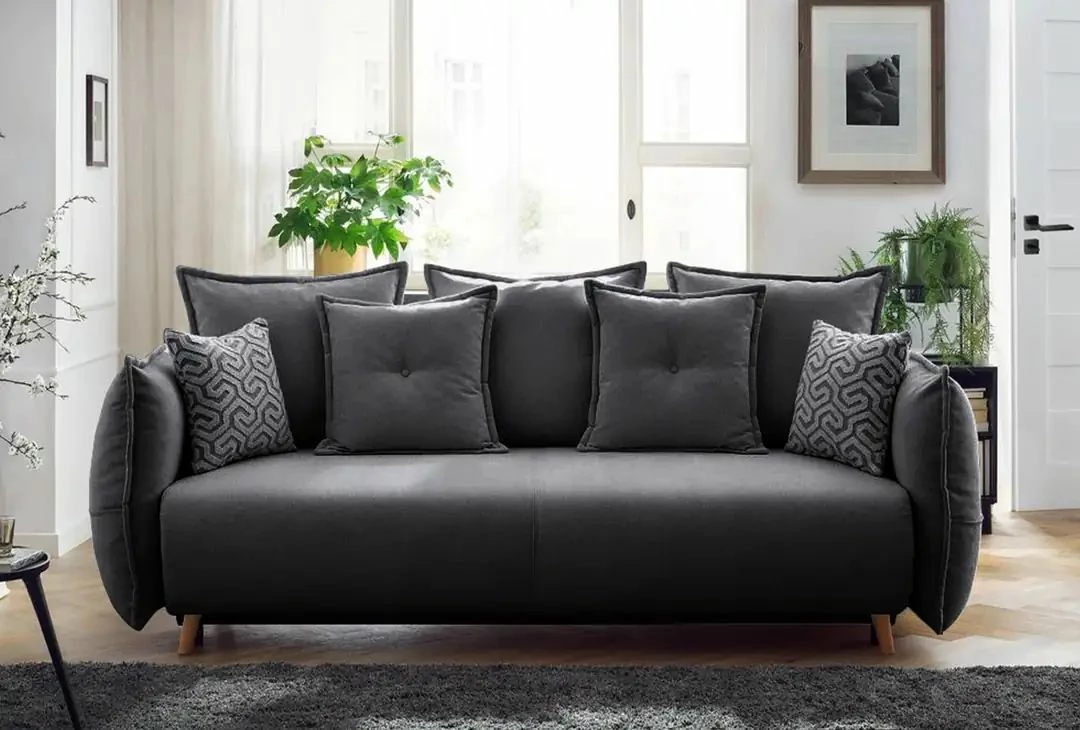 Divan-krevat treshe, Atelier del Sofa, Puffy, antracit