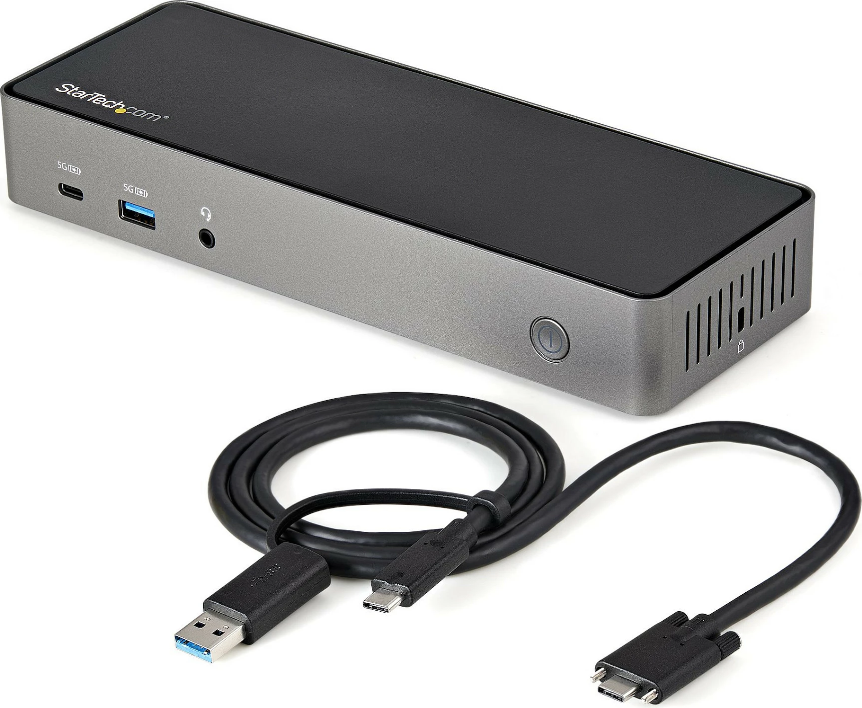 Docking station StarTech USB-C & USB-A Dock, Triple Monitor 4K 60Hz, 85W Power Delivery, 6x USB, GbE, e zezë/argjendtë