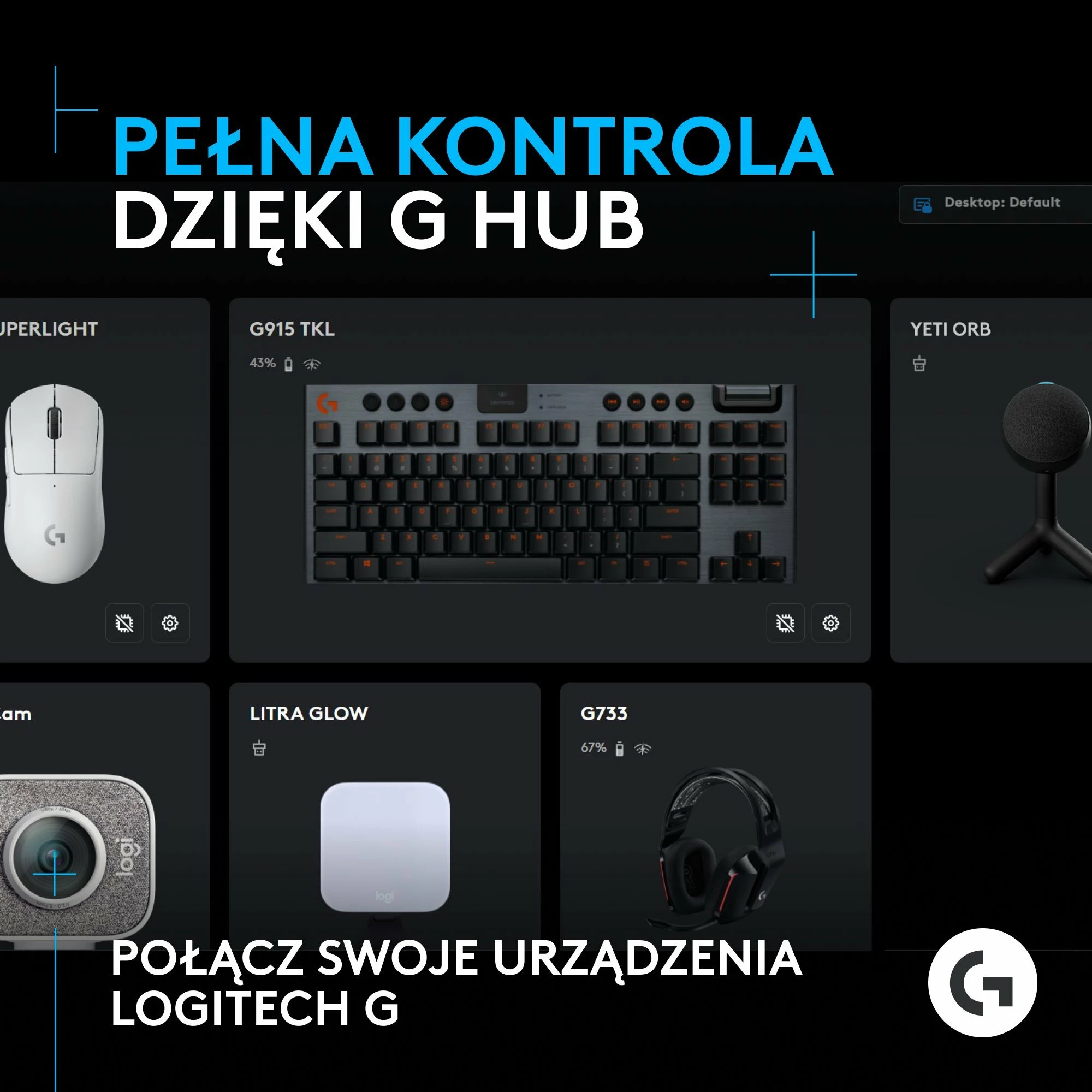 Mikrofon Logitech G Yeti Orb 988-000551, USB-C, kardioid, RGB LIGHTSYNC, i zi