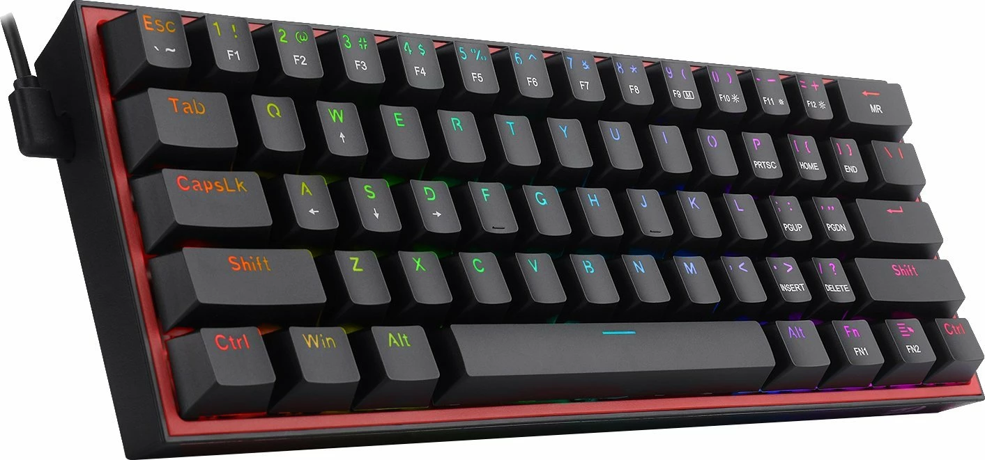 Tastierë mekanike gaming Redragon K617 Fizz K617-RGB, 60% (61 taste), RGB, Red Switch, USB-C, e zezë