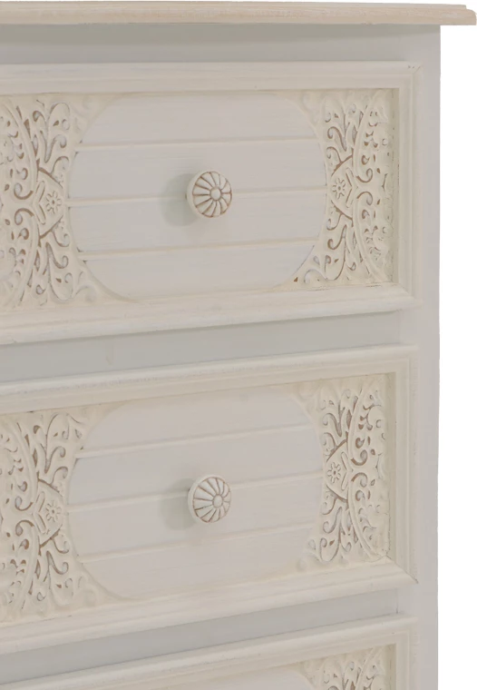 Komodinë me sirtarë, ngjyrë e bardhë antike, MDF, 40x34.5x82 cm