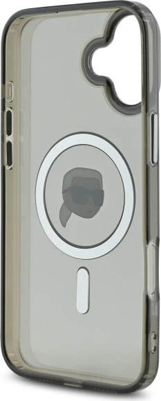 Mbështjellës Karl Lagerfeld IML Metal Karl Head MagSafe për iPhone 16 Plus, Zi