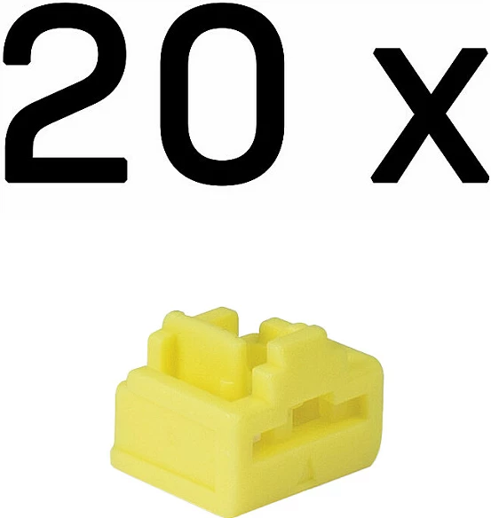 Bllokues porti RJ-45 Lindy, paketë 20 copë, pa çelës, i verdhë