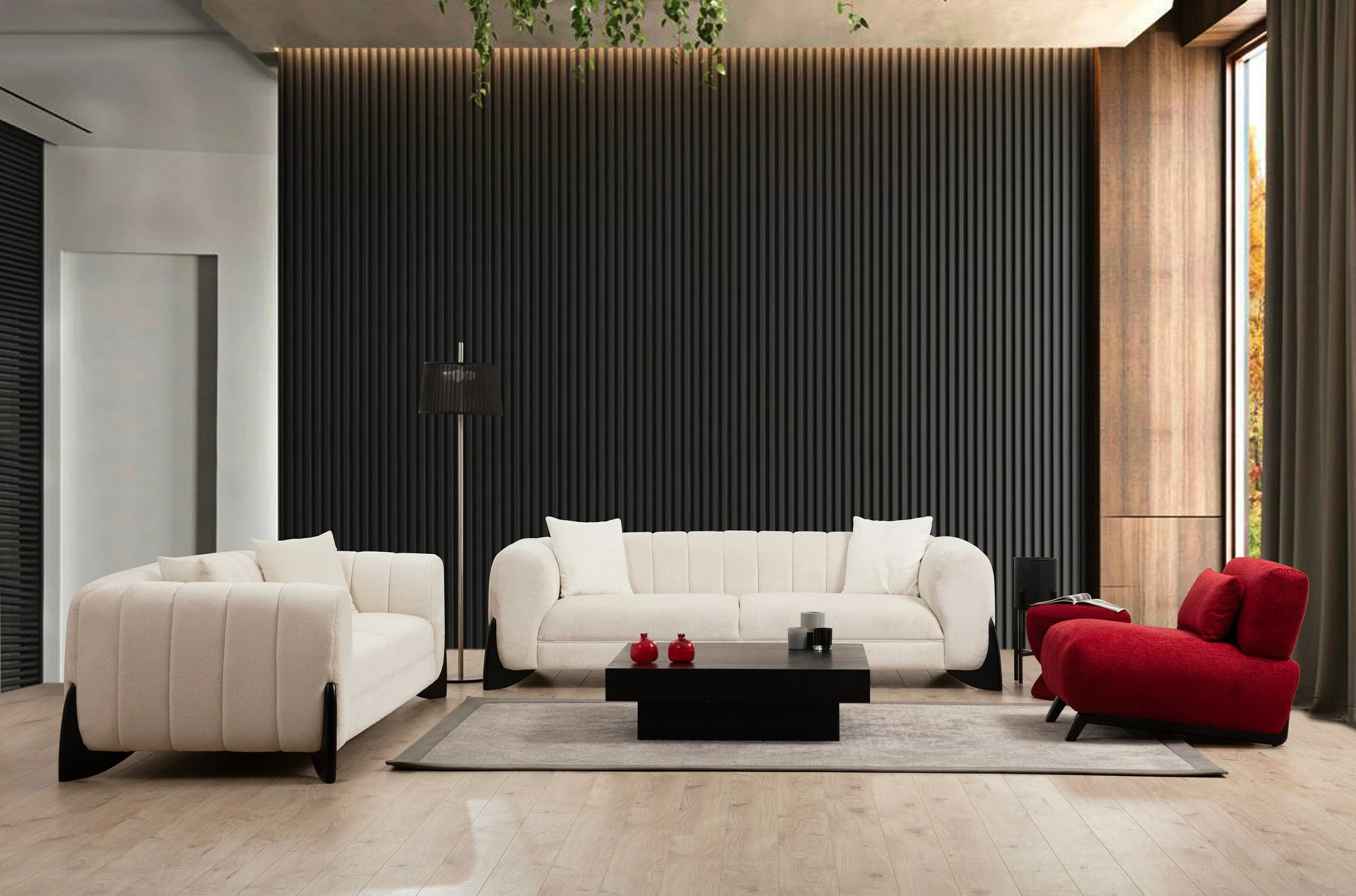 Divan treshe Sandreo, ngjyrë e bardhë, Atelier del Sofa