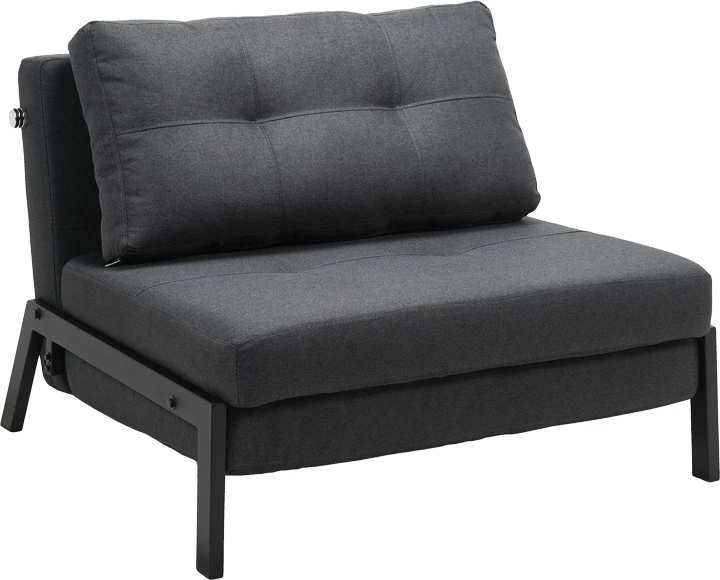 Fotelje-shtrat Fancy, ngjyrë antracit, këmbë metalike të zeza, 95x98x70cm