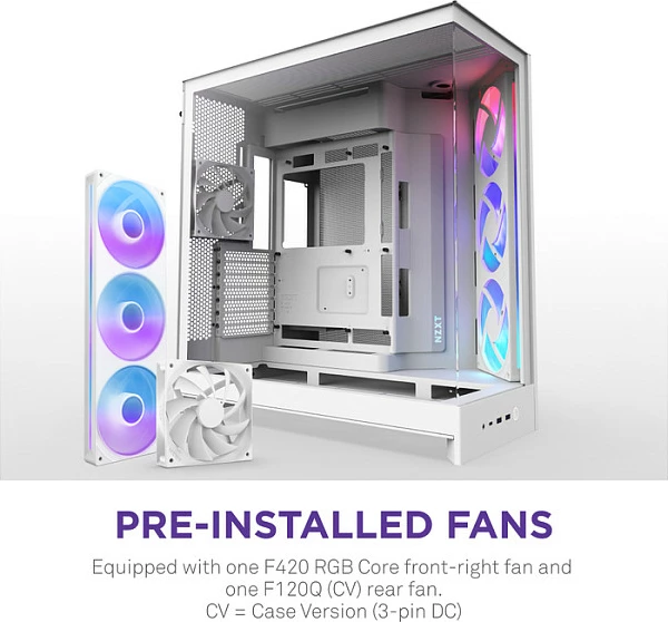 Kasë NZXT H9 Flow RGB, Midi Tower, ATX/E-ATX/micro ATX/Mini-ITX, xham i temperuar, e bardhë
