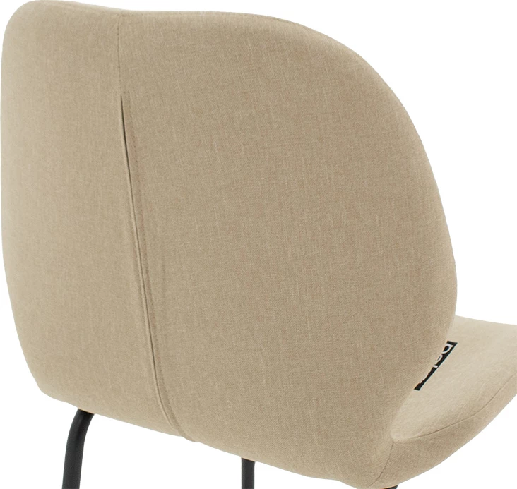 Karrige për bar Impel, këmbë metali të zeza, pëlhurë bezhë