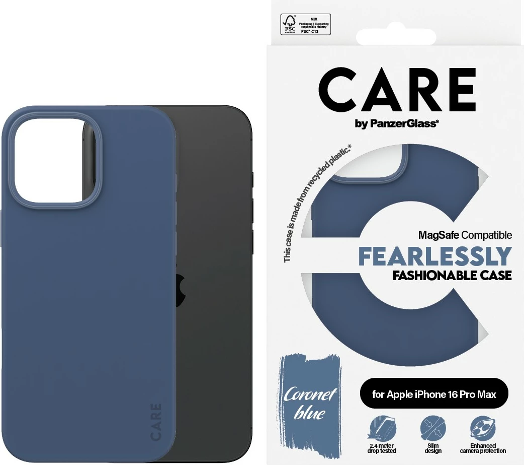 Mbështjellës PanzerGlass CARE Case MagSAFE për iPhone 16 Pro Max, blu