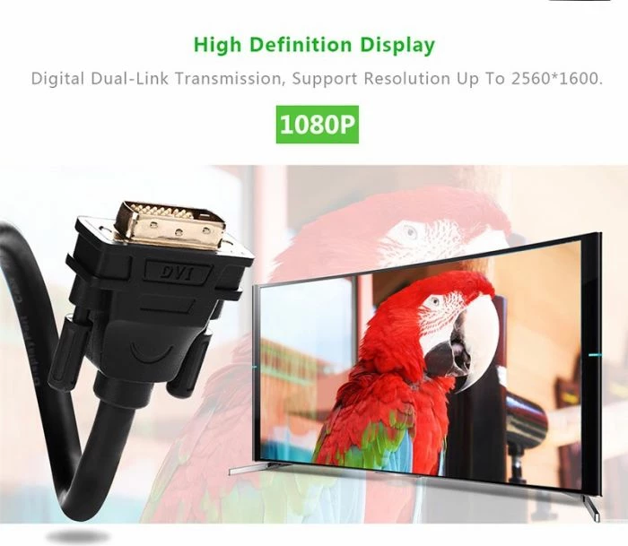 Kabllo DVI-D Dual Link UGREEN 11607 3m M-M, e zezë, polybag