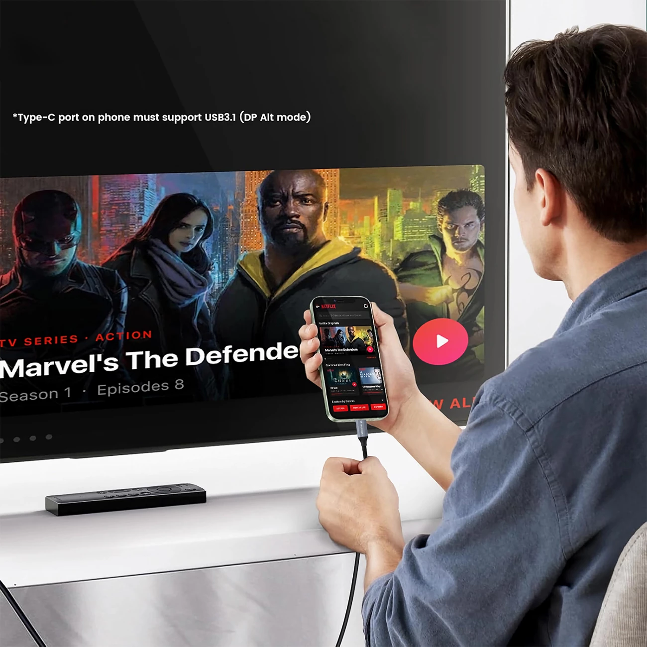 Kabllo USB-C në HDMI, Wozinsky WCCH-01, 4K 60Hz 1.8 m, e zezë