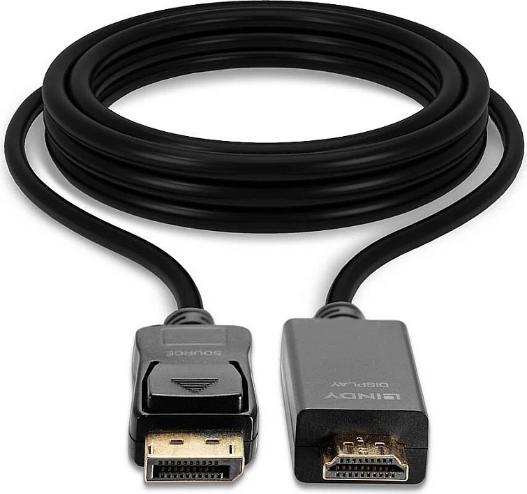 Kabllo DisplayPort në HDMI LINDY 10.2G, 0.5m, 4K 30Hz, e zezë