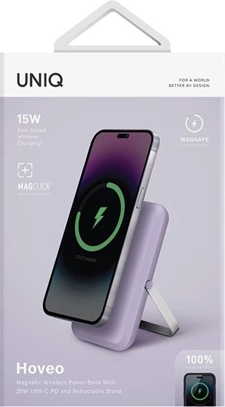 Powerbank magnetik UNIQ Hoveo, 5000mAh, USB-C, 20W PD, vjollcë