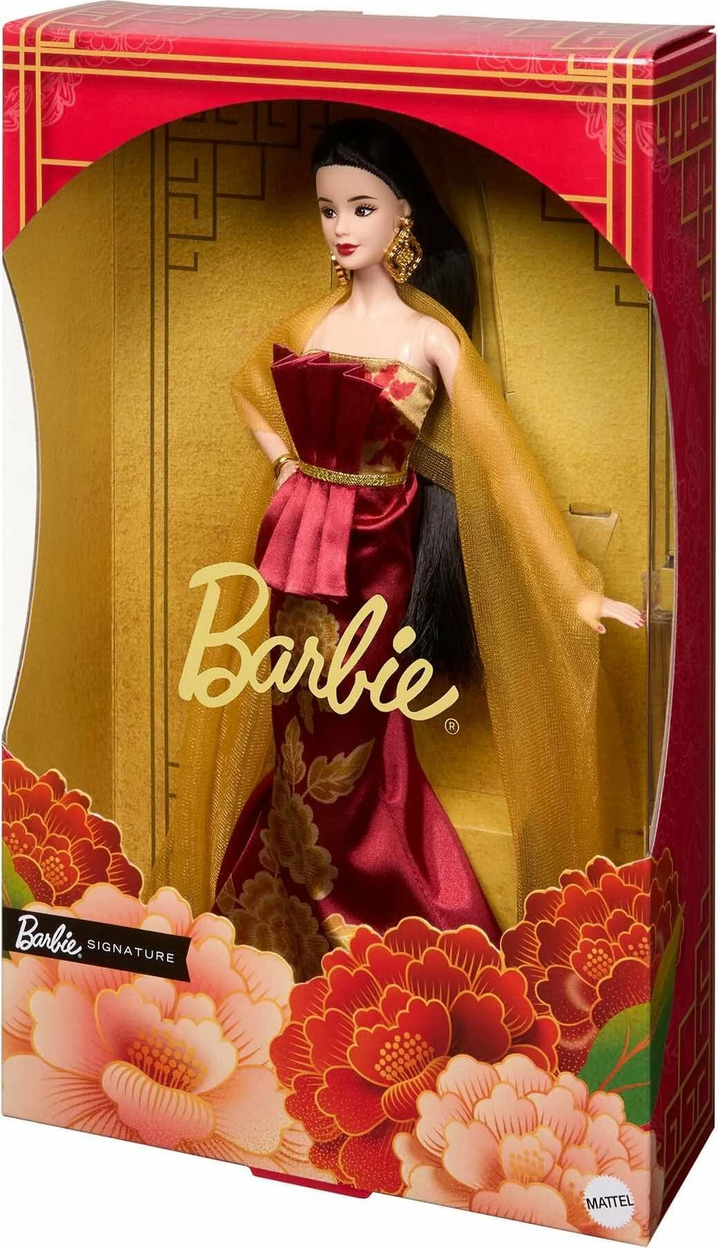 Kukull Barbie Mattel Signature Lunar New Year 2026 JJX83, koleksioniste, me stendë, e kuqe