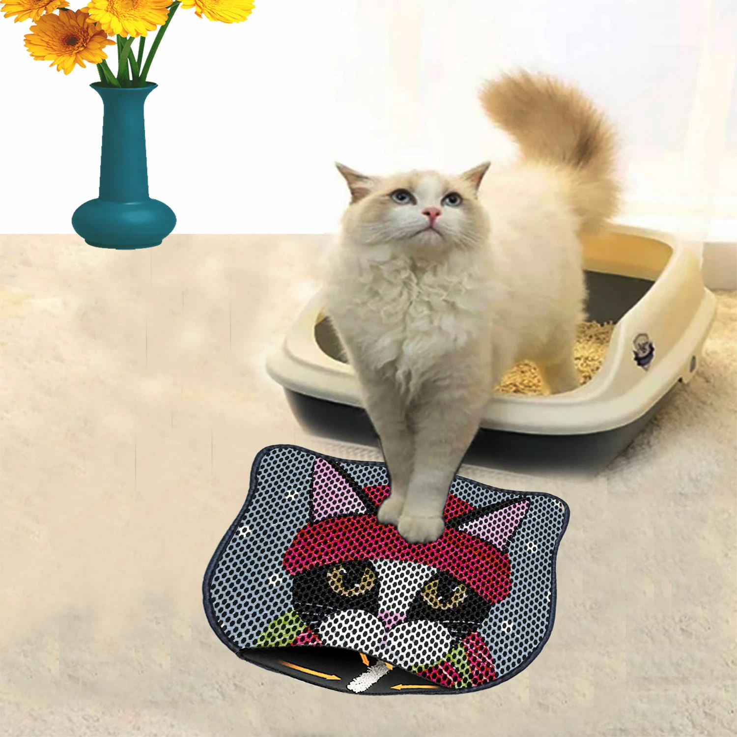 Tapet për rërë mace, shumëngjyrësh, Paws & Whiskers, Kdkafa0174, 40x50cm
