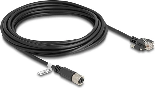 Kabl rrjeti DeLOCK M12 X-coded 8-pin (femër) në RJ45 (mashkull), 5 m, Cat.6A, i zi