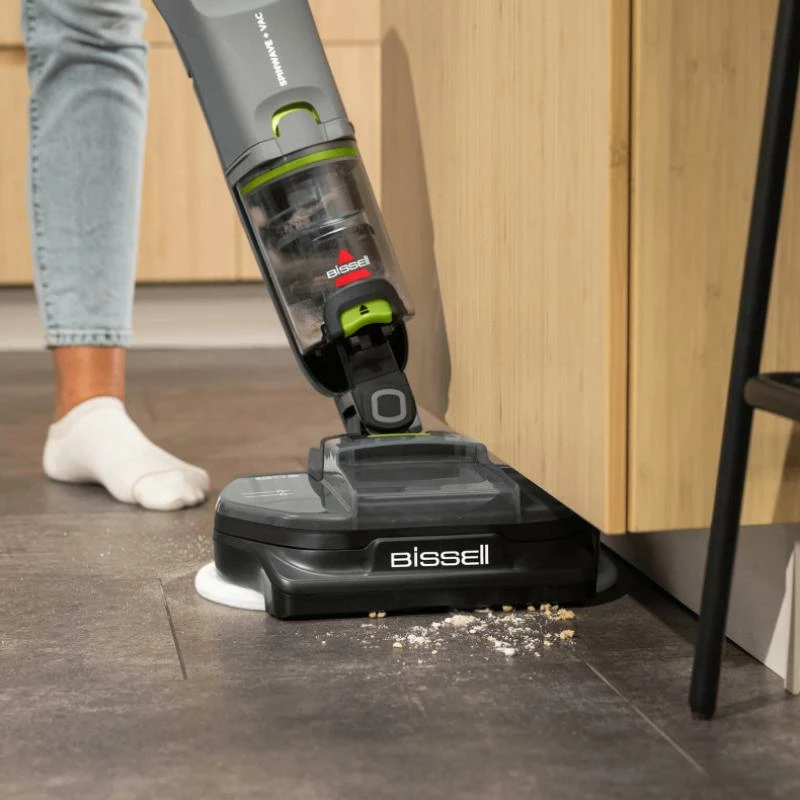 Pastruese dyshemeje me vakum dhe mop pa kabllo, Bissell SpinWave Vac Pet Pro 3898N, 3 moda, autonomi deri 70 min, për shtëpi me kafshë, e zezë/gri, set me jastëkë shtesë dhe solucion 236 ml