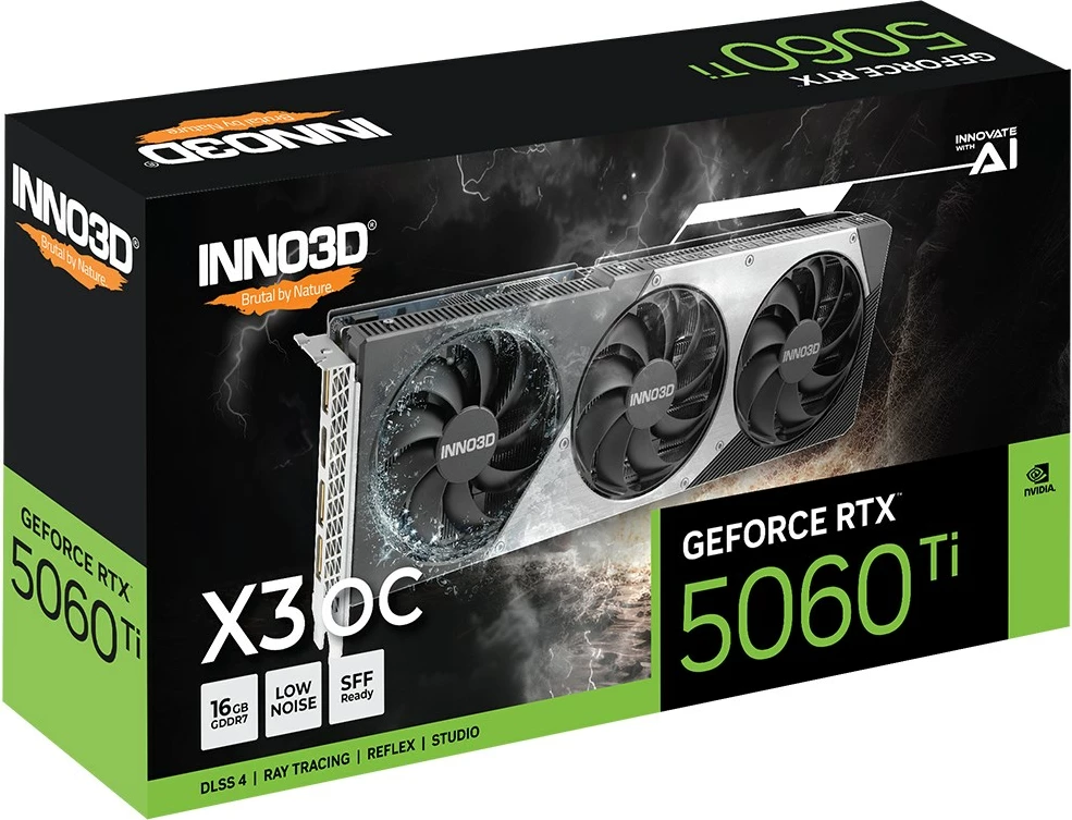 Kartelë grafike INNO3D GeForce RTX 5060 Ti X3 OC, 16 GB GDDR7, e zezë
