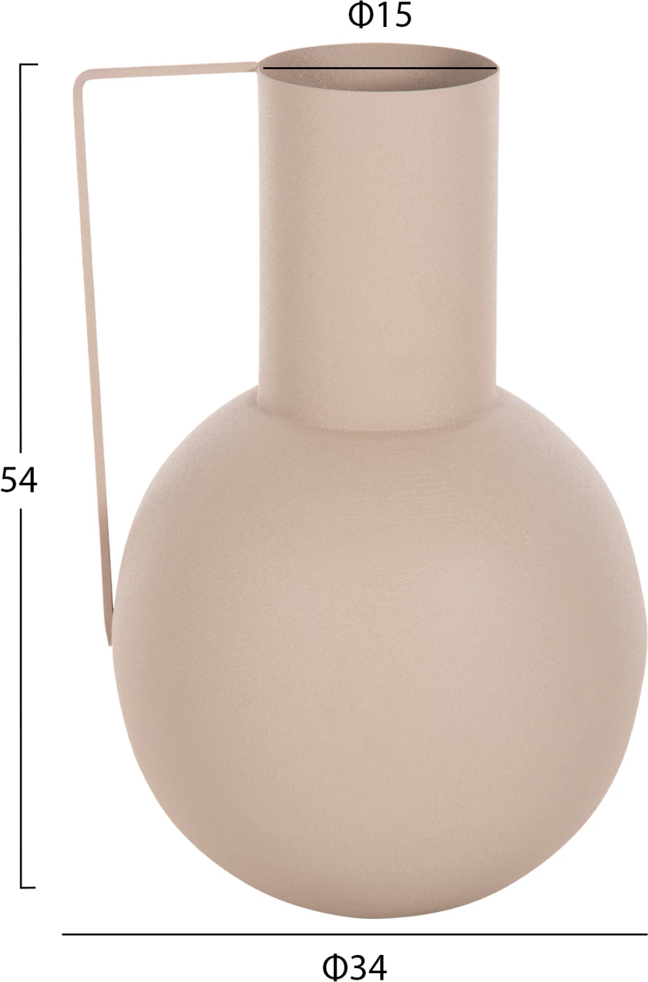 Vazo dekorative FLAGON FH4259.01 metalike, ngjyrë ecru, Φ34x54H cm