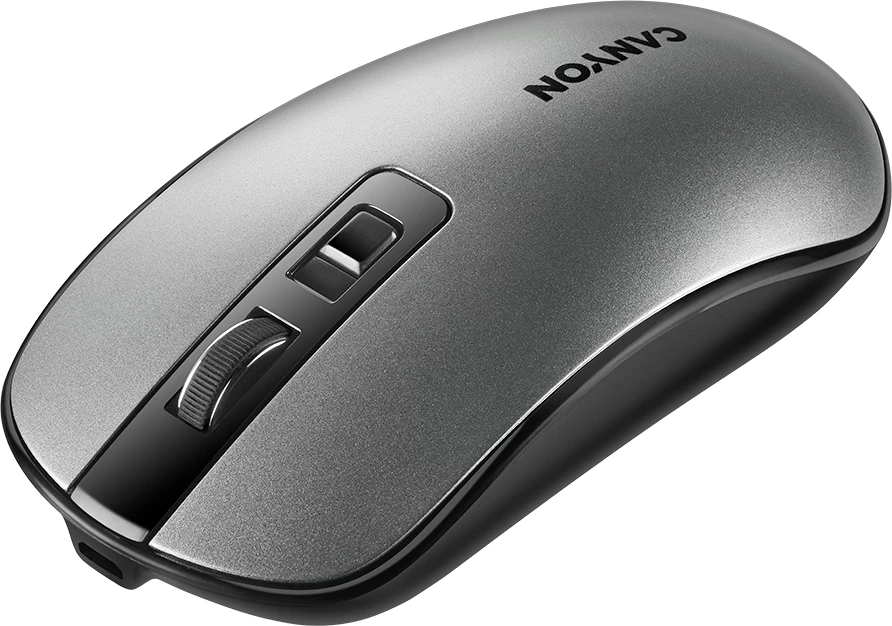 Maus wireless i rikarikueshëm CANYON MW-18, 2.4GHz, Silent Click, DPI 800/1200/1600, 300mAh, gri e errët