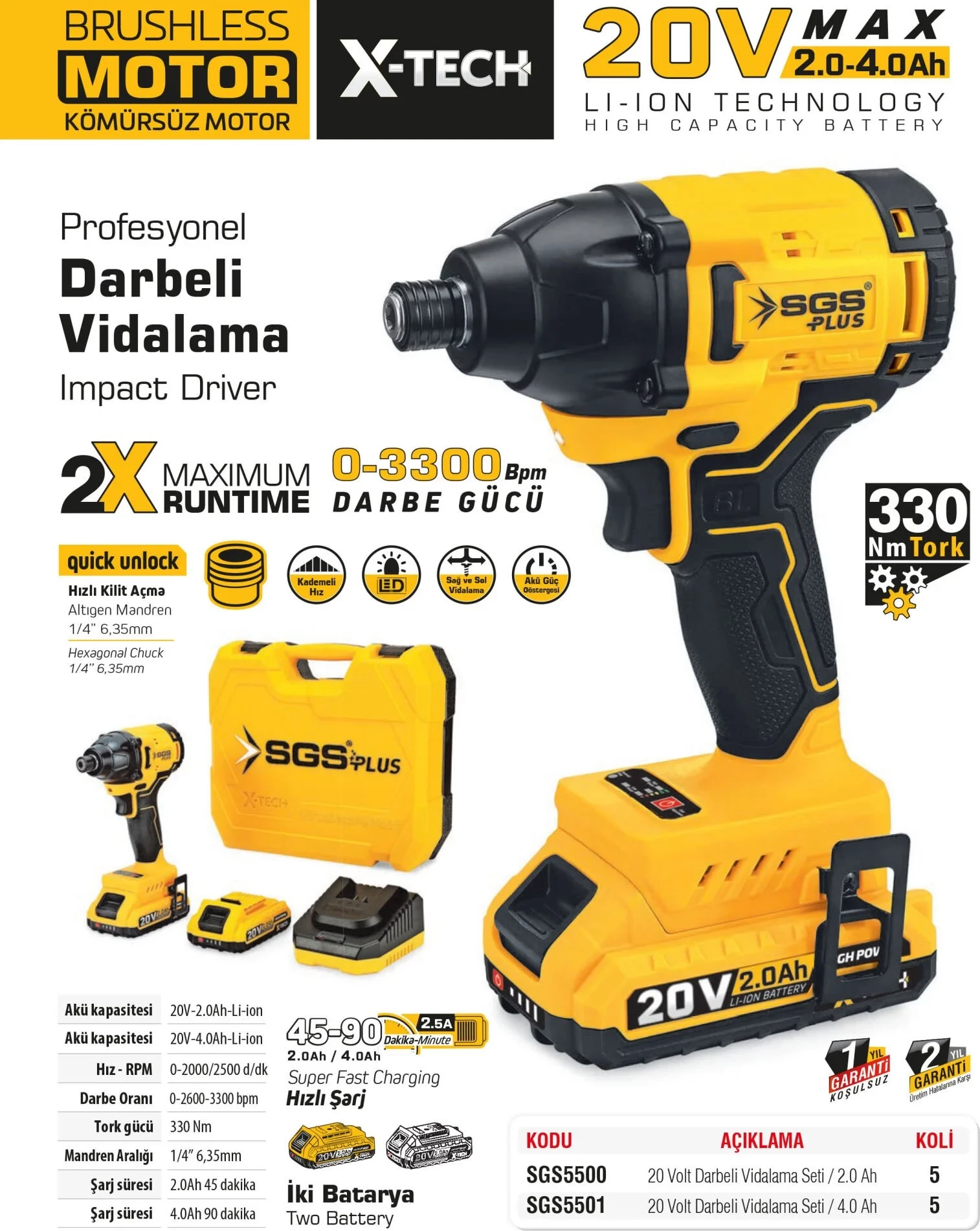 Aku per vida X-tech sgs5500 20V 2.0Ah