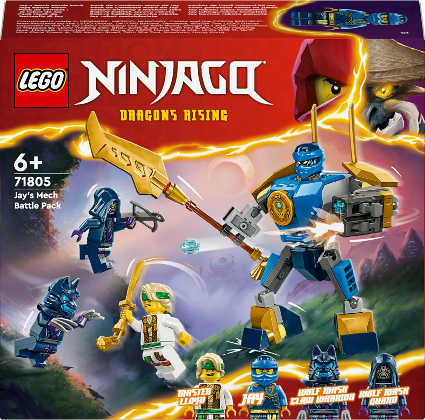 Set ndërtimi LEGO Ninjago 71805 Jay's Battle Mech, 78 pjesë, multikolor