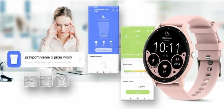 Smartwatch Gravity për femra, rozë dhe kaltër