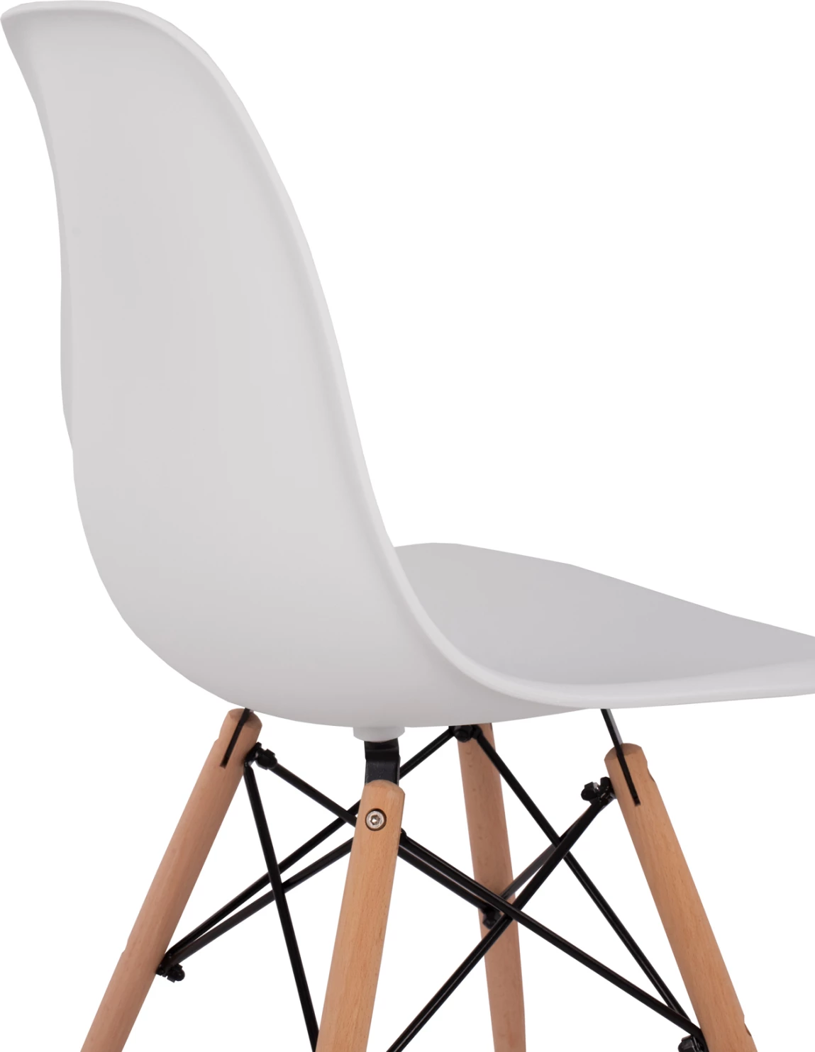 Karrige për ngrënie TWIST, set 2 copë, e bardhë PP, këmbë dru ahu, 46x50x82 cm