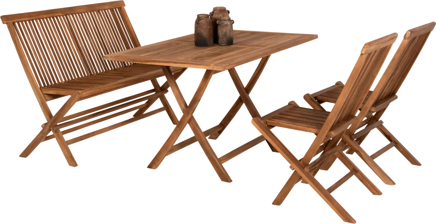Tavolinë me karrige për terasë 4 copë KENDALL FH11953 dru teak ngjyrë natyrale