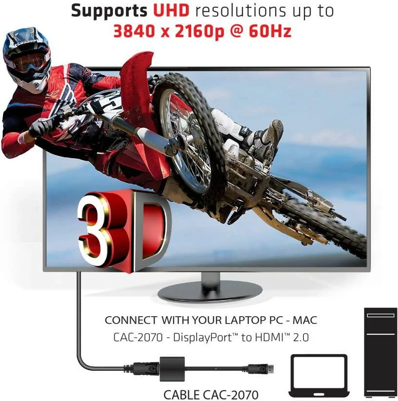 Adapter DisplayPort në HDMI Club3D, 4K60Hz, i zi