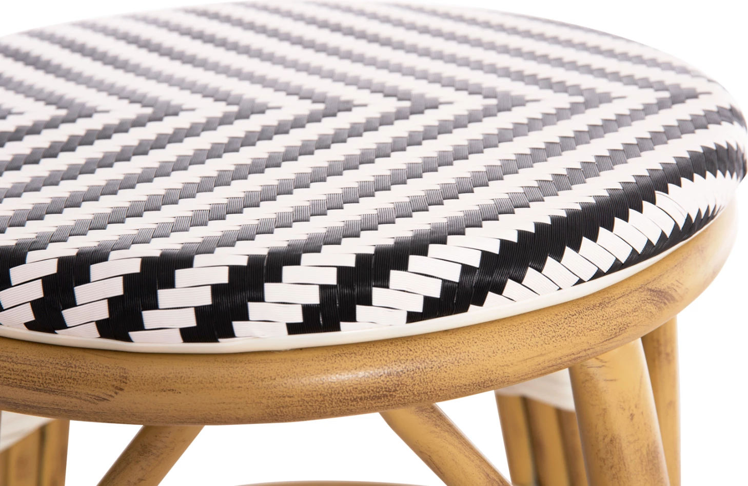 Karrige për bar, alumini, pamje bambuje, CHINO FH6285.03, tekstilene bardhë-e zezë, Φ36x46Hcm