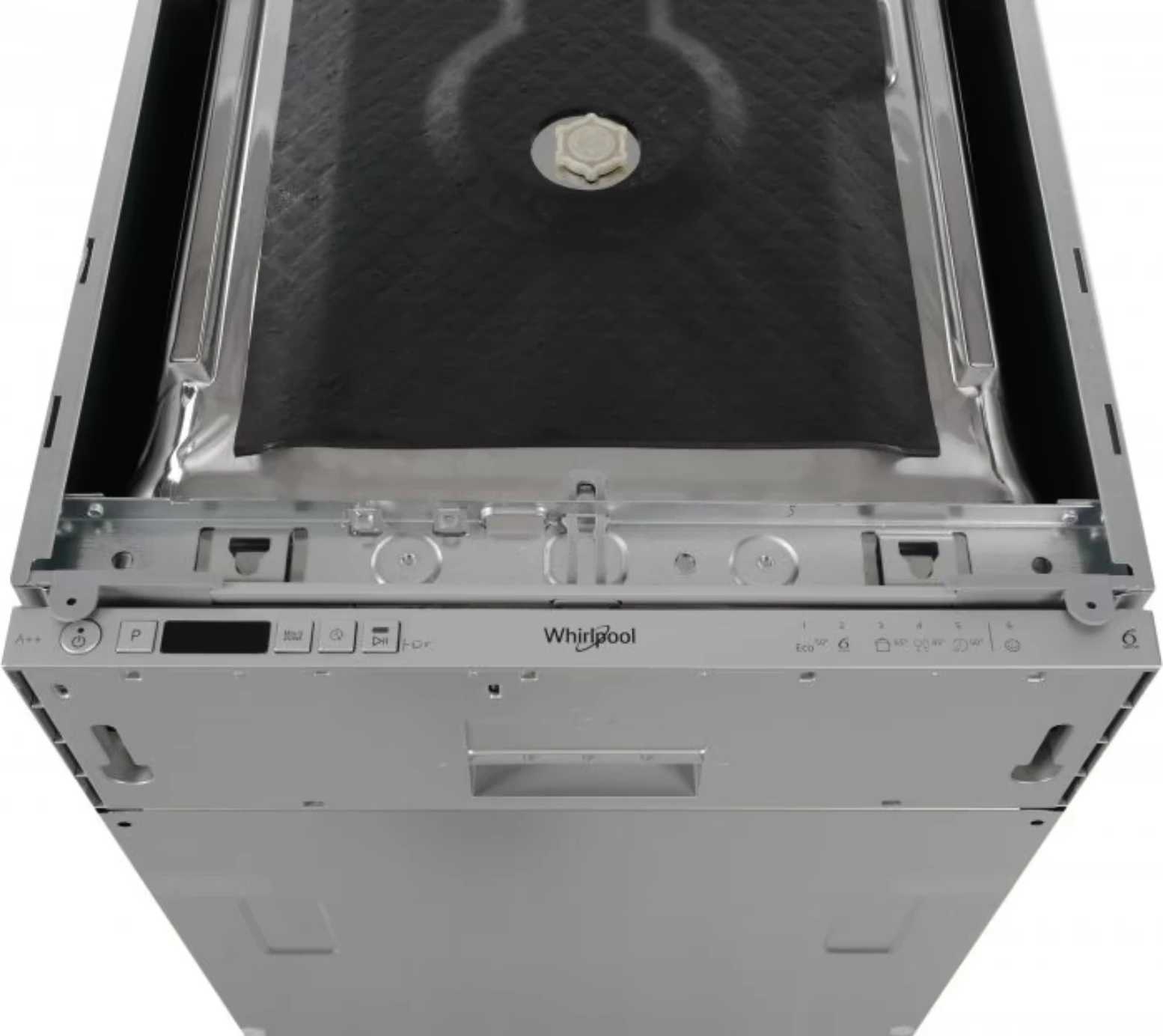 Enëlarëse e integruar plotësisht Whirlpool WSIC 3M27, 45 cm, 10 servise, klasa E, 6th Sense, FlexiSpace, argjendtë 7