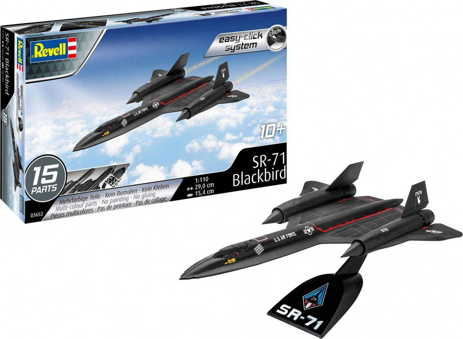 Model plastik Revell SR-71 Blackbird Easy-Click 1:110, 15 pjesë