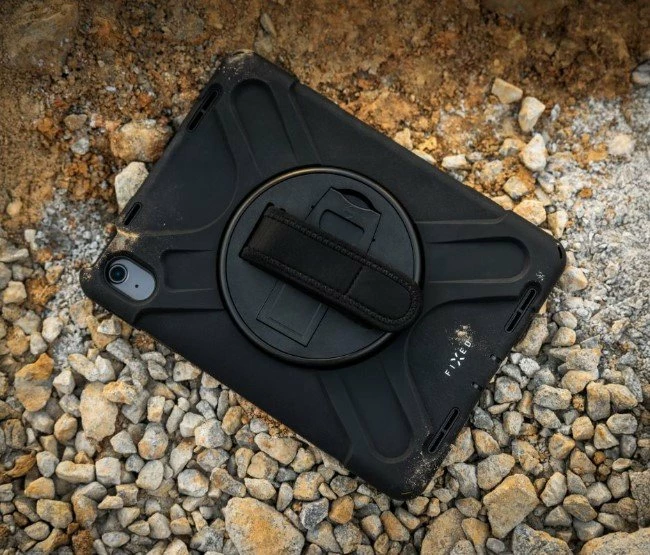Mbështjellës Rugged Fixed për Apple iPad 10.9" (2022) / iPad 11" (2025), 360° rrotullues, silikon i përforcuar, i zi