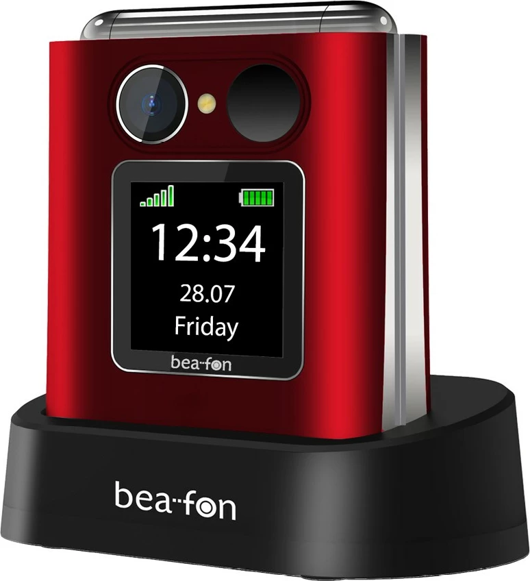 Celular Beafon Fold10, Clamshell, Single SIM, 1000 mAh, E zezë, E kuqe