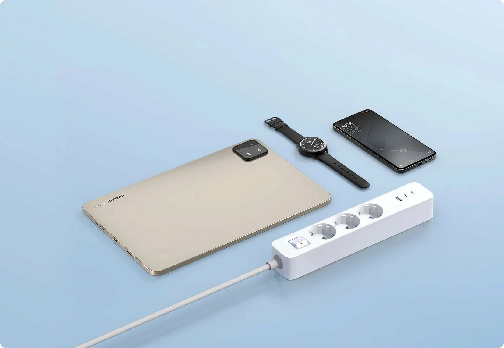 Zgjatues rryme Xiaomi XMCXB01EU 20W, 3 priza, 2x USB-C + 1x USB-A, kabllo 1.4 m, i bardhë